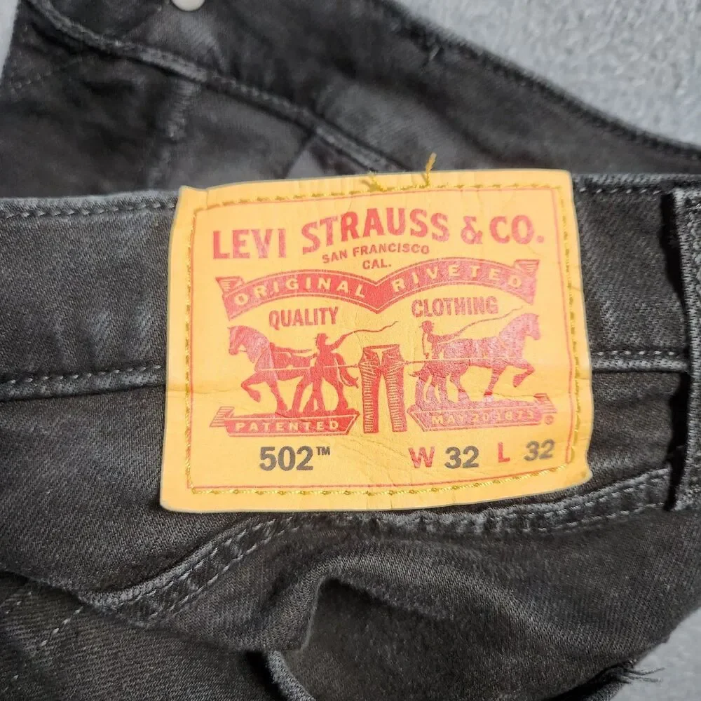 Levi's 502 Irregular Jeans Men 32X32 (31X29) Black Tapered Leg